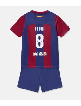 Barcelona Pedri Gonzalez #8 Replika Hemmakläder Barn 2023-24 Kortärmad (+ byxor)